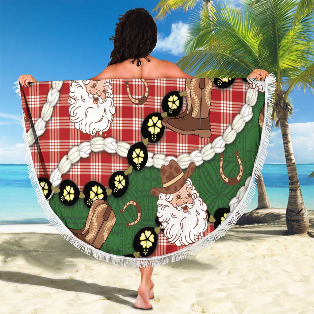 Cowboy Hawaii Mele Kalikimaka Beach Blanket Paniolo Kukui Nut Pikake Lei Red Version - Polynesian Pride
