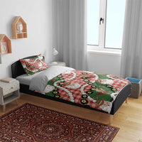 Cowboy Hawaii Mele Kalikimaka Bedding Set Paniolo Kukui Nut Pikake Lei Red Version - Polynesian Pride