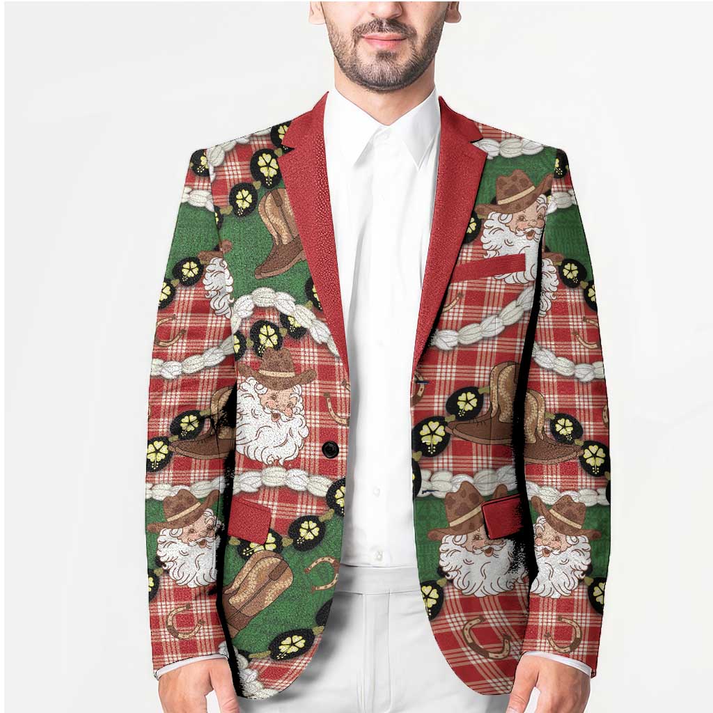 Cowboy Hawaii Mele Kalikimaka Blazer Paniolo Kukui Nut Pikake Lei Red Version - Polynesian Pride