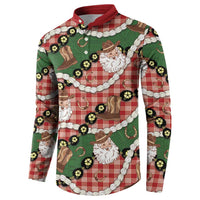 Cowboy Hawaii Mele Kalikimaka Button Sweatshirt Paniolo Kukui Nut Pikake Lei Red Version - Polynesian Pride