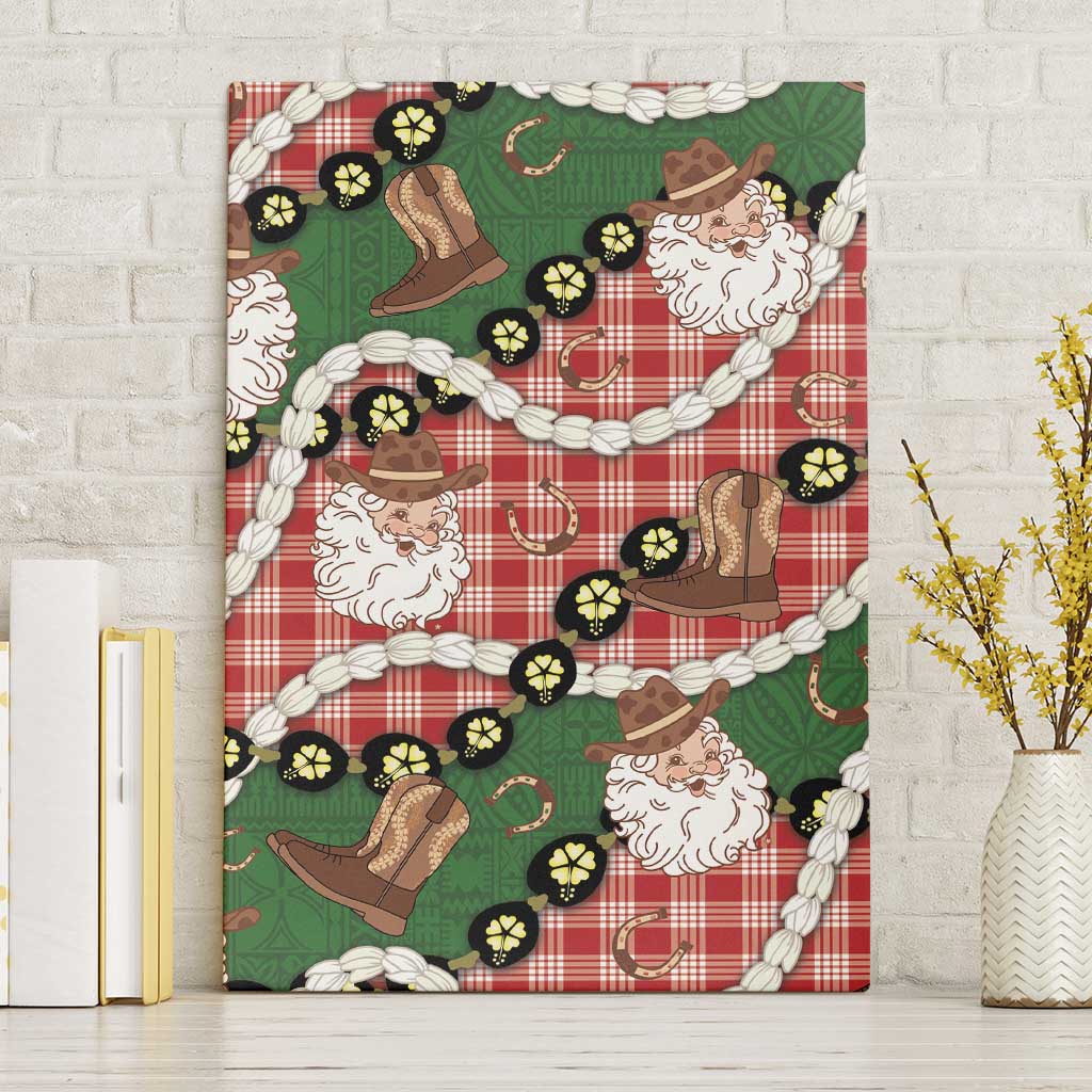 Cowboy Hawaii Mele Kalikimaka Canvas Wall Art Paniolo Kukui Nut Pikake Lei Red Version LT14 Without Frame Red - Polynesian Pride