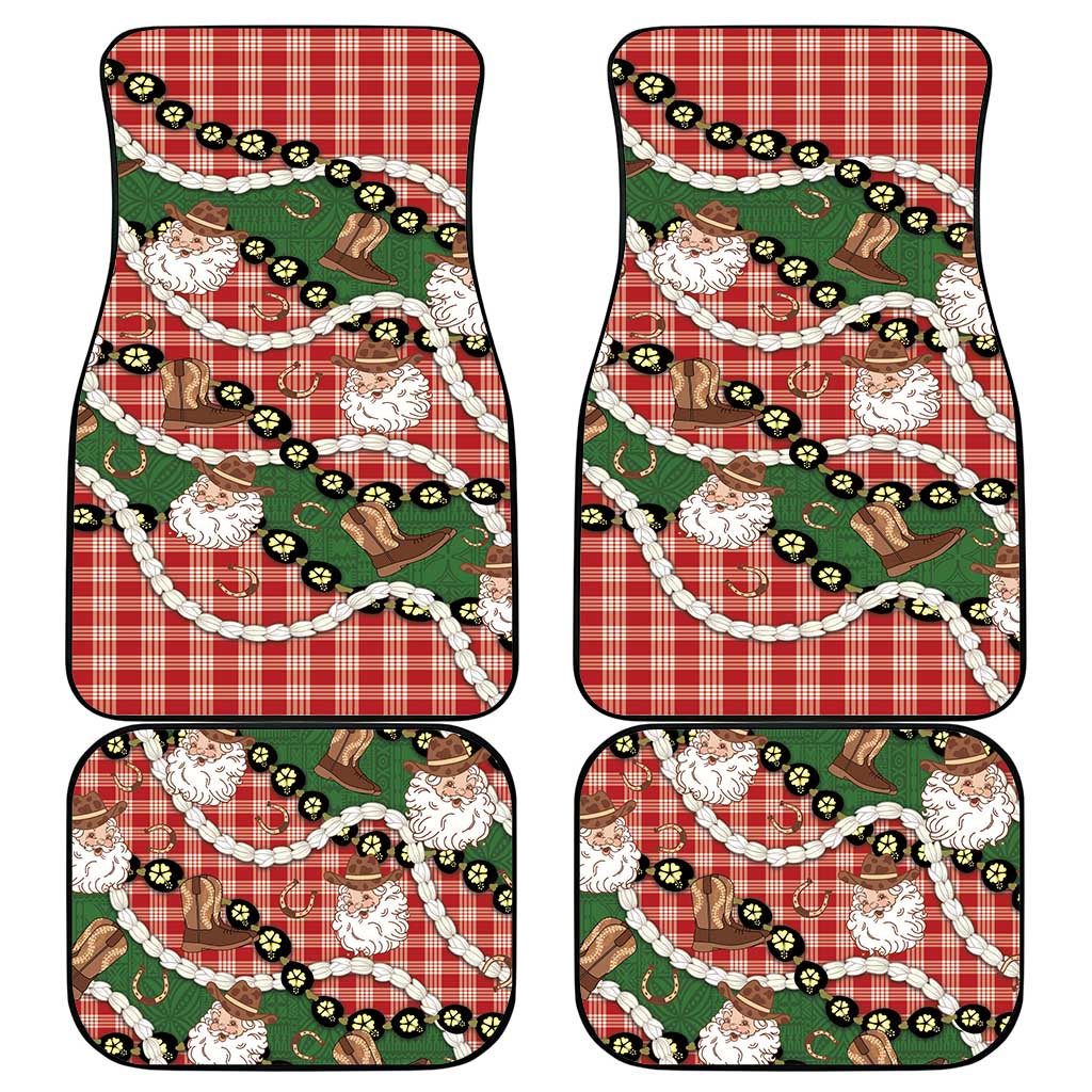 Cowboy Hawaii Mele Kalikimaka Car Mats Paniolo Kukui Nut Pikake Lei Red Version - Polynesian Pride