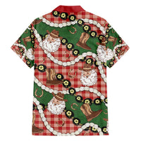 Cowboy Hawaii Mele Kalikimaka Family Matching Short Sleeve Bodycon Dress and Hawaiian Shirt Paniolo Kukui Nut Pikake Lei Red Version - Polynesian Pride