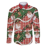 Cowboy Hawaii Mele Kalikimaka Family Matching Short Sleeve Bodycon Dress and Hawaiian Shirt Paniolo Kukui Nut Pikake Lei Red Version - Polynesian Pride