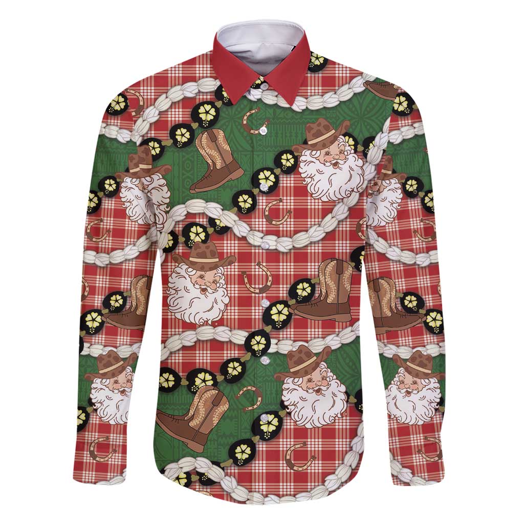 Cowboy Hawaii Mele Kalikimaka Family Matching Summer Maxi Dress and Hawaiian Shirt Paniolo Kukui Nut Pikake Lei Red Version - Polynesian Pride