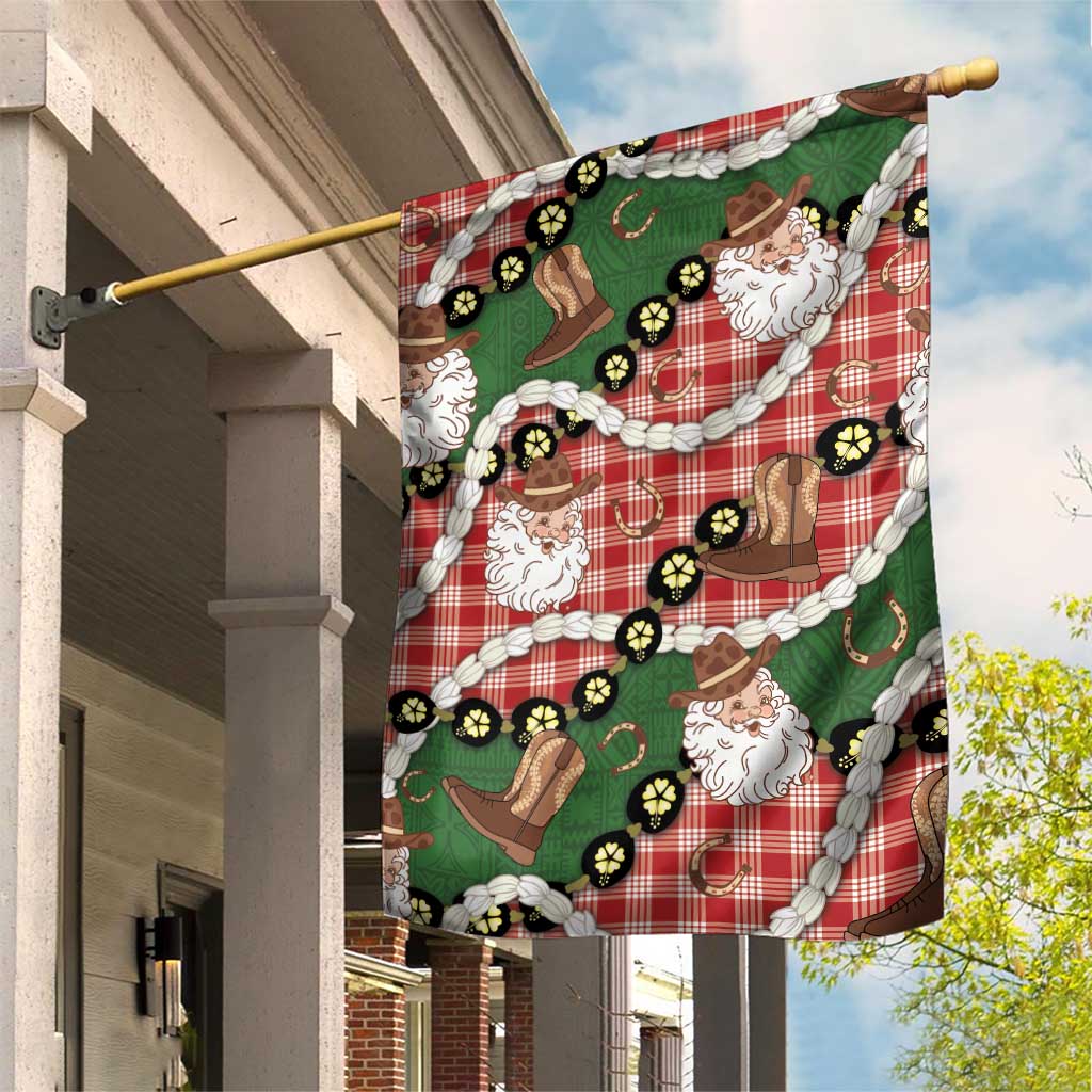 Cowboy Hawaii Mele Kalikimaka Garden Flag Paniolo Kukui Nut Pikake Lei Red Version LT14 House Flag Red - Polynesian Pride