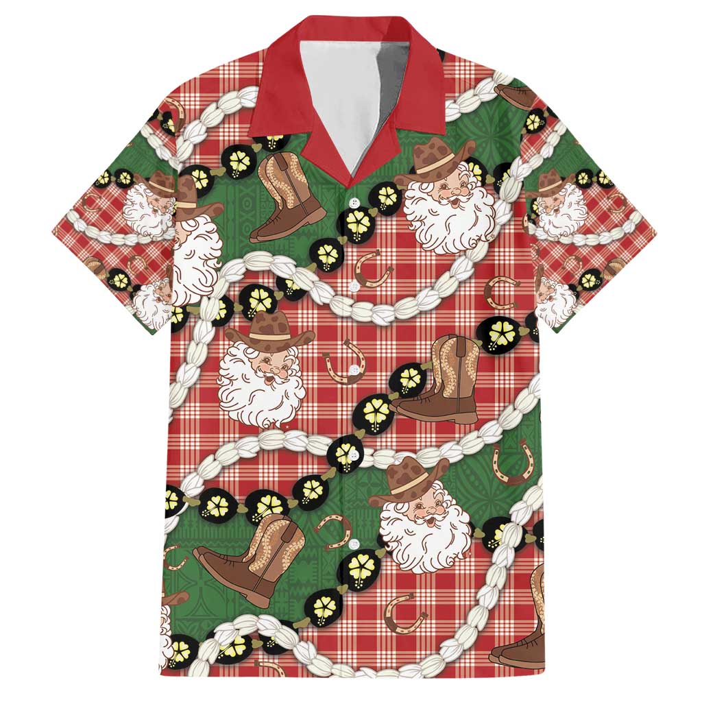 Cowboy Hawaii Mele Kalikimaka Hawaiian Shirt Paniolo Kukui Nut Pikake Lei Red Version - Polynesian Pride