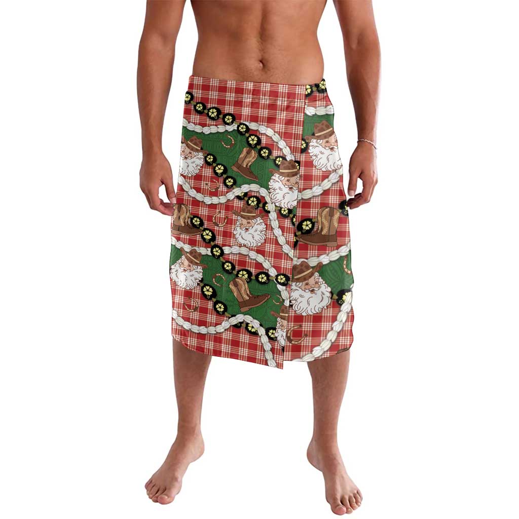 Cowboy Hawaii Mele Kalikimaka Lavalava Paniolo Kukui Nut Pikake Lei Red Version - Polynesian Pride