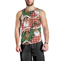 Cowboy Hawaii Mele Kalikimaka Men Tank Top Paniolo Kukui Nut Pikake Lei Red Version - Polynesian Pride