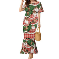 Cowboy Hawaii Mele Kalikimaka Mermaid Dress Paniolo Kukui Nut Pikake Lei Red Version - Polynesian Pride