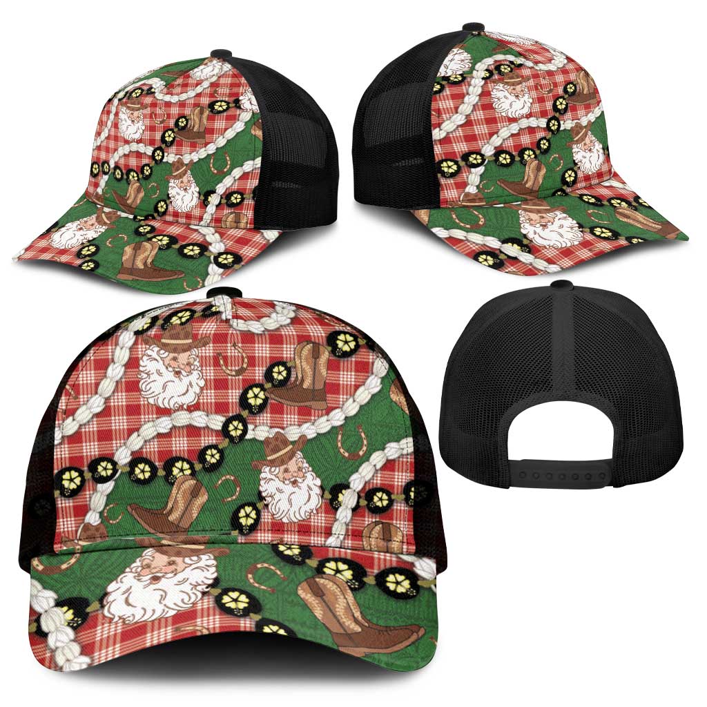 Cowboy Hawaii Mele Kalikimaka Mesh Trucker Cap Paniolo Kukui Nut Pikake Lei Red Version - Polynesian Pride