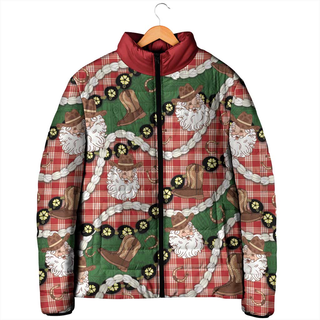Cowboy Hawaii Mele Kalikimaka Padded Jacket Paniolo Kukui Nut Pikake Lei Red Version - Polynesian Pride
