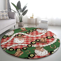 Cowboy Hawaii Mele Kalikimaka Round Carpet Paniolo Kukui Nut Pikake Lei Red Version - Polynesian Pride