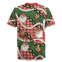 Cowboy Hawaii Mele Kalikimaka Rugby Jersey Paniolo Kukui Nut Pikake Lei Red Version - Polynesian Pride