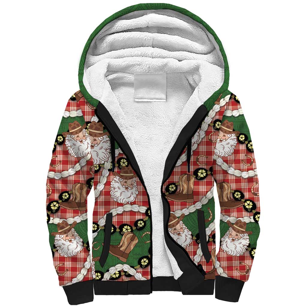 Cowboy Hawaii Mele Kalikimaka Sherpa Hoodie Paniolo Kukui Nut Pikake Lei Red Version LT14 Unisex Red - Polynesian Pride