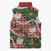 Cowboy Hawaii Mele Kalikimaka Sleeveless Puffer Jacket Paniolo Kukui Nut Pikake Lei Red Version - Polynesian Pride