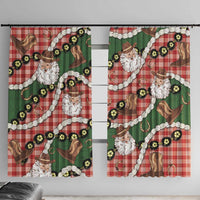 Cowboy Hawaii Mele Kalikimaka Window Curtain Paniolo Kukui Nut Pikake Lei Red Version - Polynesian Pride
