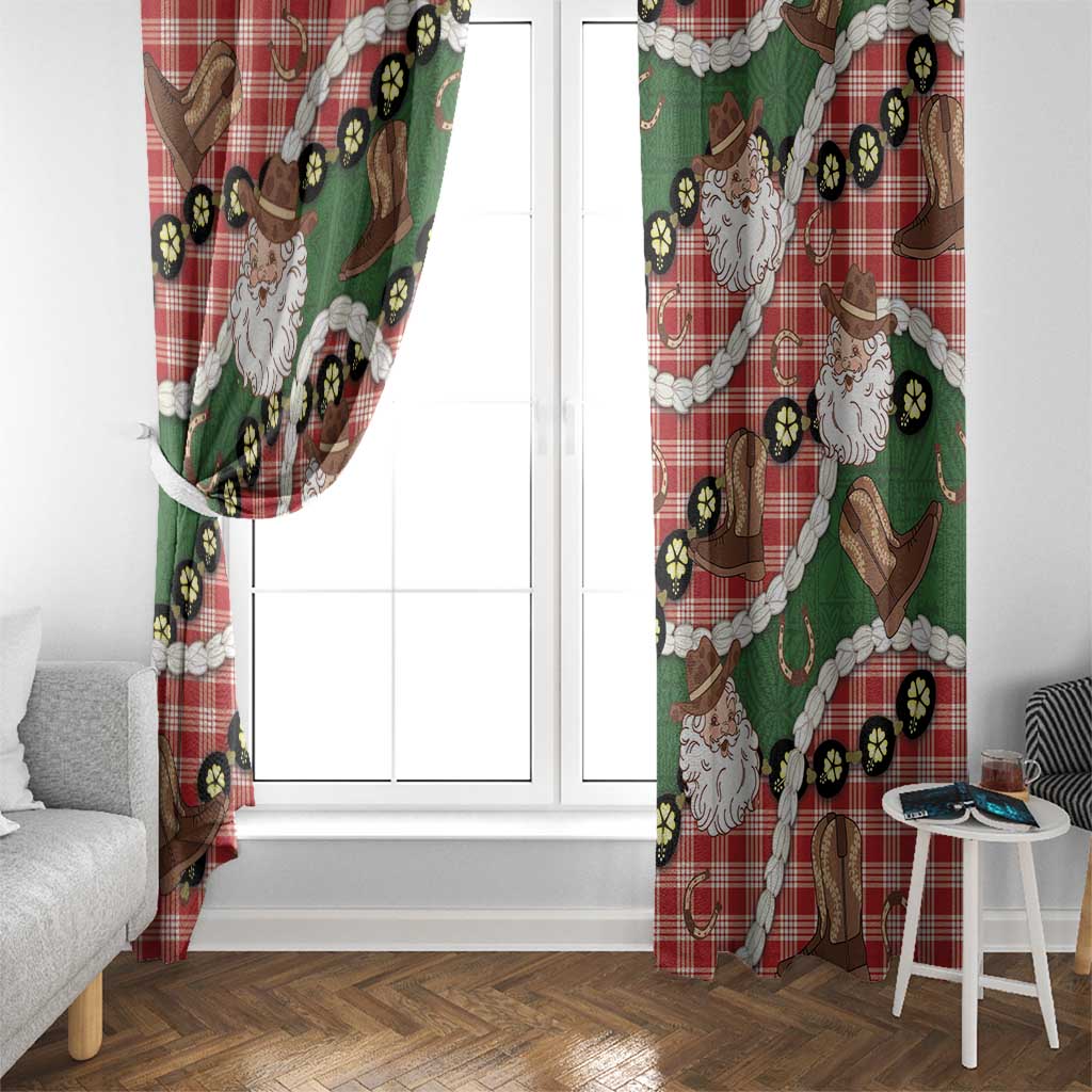 Cowboy Hawaii Mele Kalikimaka Window Curtain Paniolo Kukui Nut Pikake Lei Red Version - Polynesian Pride