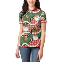 Cowboy Hawaii Mele Kalikimaka Women Polo Shirt Paniolo Kukui Nut Pikake Lei Red Version - Polynesian Pride