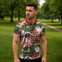 Cowboy Hawaii Mele Kalikimaka Zipper Polo Shirt Paniolo Kukui Nut Pikake Lei Red Version - Polynesian Pride