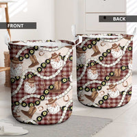 Cowboy Hawaii Mele Kalikimaka Laundry Basket Paniolo Kukui Nut Pikake Lei Burgundy Version - Polynesian Pride