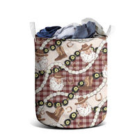 Cowboy Hawaii Mele Kalikimaka Laundry Basket Paniolo Kukui Nut Pikake Lei Burgundy Version - Polynesian Pride