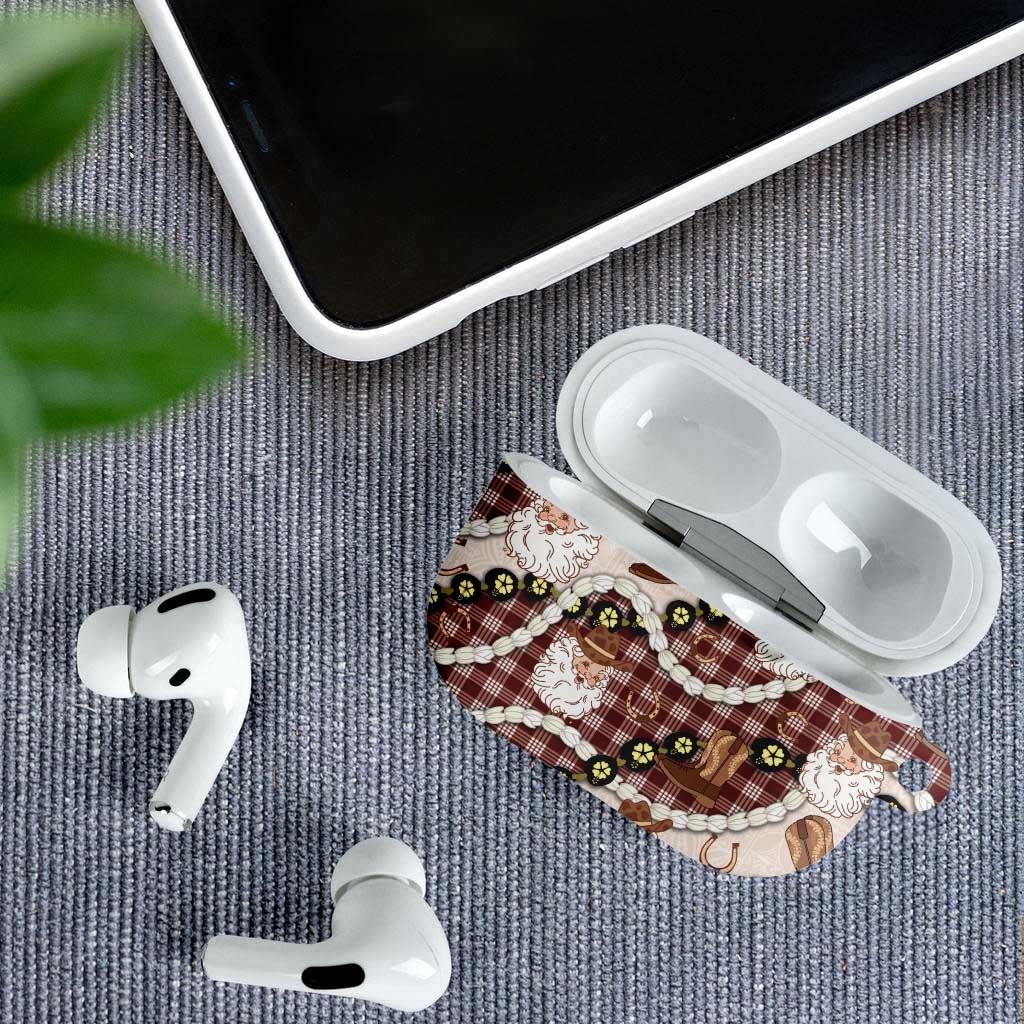 Cowboy Hawaii Mele Kalikimaka AirPods Case Paniolo Kukui Nut Pikake Lei Burgundy Version - Polynesian Pride