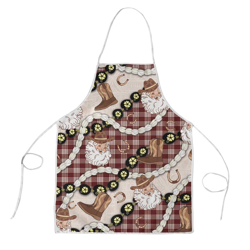 Cowboy Hawaii Mele Kalikimaka Apron Paniolo Kukui Nut Pikake Lei Burgundy Version - Polynesian Pride