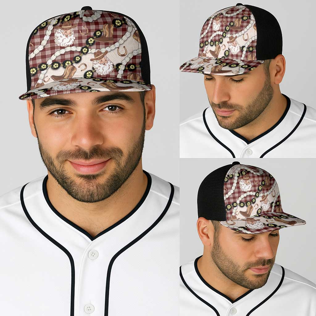 Cowboy Hawaii Mele Kalikimaka Baseball Net Cap Paniolo Kukui Nut Pikake Lei Burgundy Version - Polynesian Pride