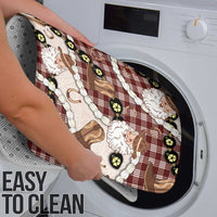 Cowboy Hawaii Mele Kalikimaka Bathroom Set Paniolo Kukui Nut Pikake Lei Burgundy Version - Polynesian Pride