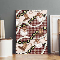 Cowboy Hawaii Mele Kalikimaka Canvas Wall Art Paniolo Kukui Nut Pikake Lei Burgundy Version - Polynesian Pride