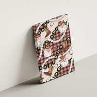 Cowboy Hawaii Mele Kalikimaka Canvas Wall Art Paniolo Kukui Nut Pikake Lei Burgundy Version - Polynesian Pride