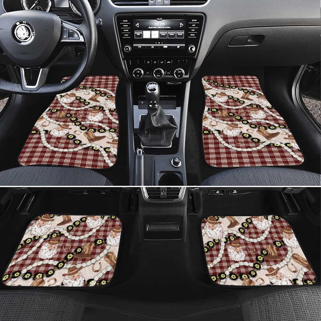 Cowboy Hawaii Mele Kalikimaka Car Mats Paniolo Kukui Nut Pikake Lei Burgundy Version - Polynesian Pride