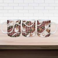 Cowboy Hawaii Mele Kalikimaka Ceramic Mug Paniolo Kukui Nut Pikake Lei Burgundy Version - Polynesian Pride