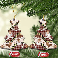 Cowboy Hawaii Mele Kalikimaka Ceramic Ornament Paniolo Kukui Nut Pikake Lei Burgundy Version - Polynesian Pride