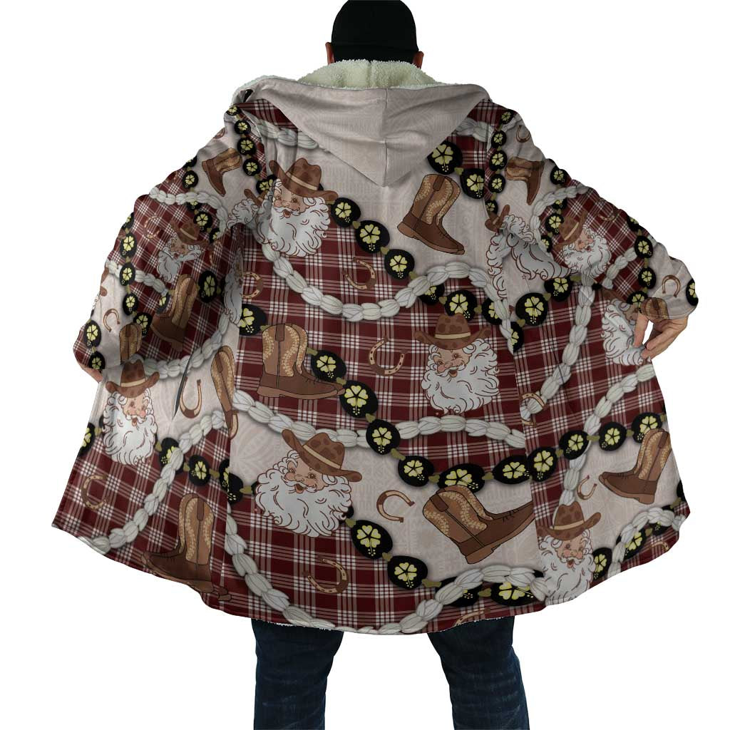 Cowboy Hawaii Mele Kalikimaka Cloak Paniolo Kukui Nut Pikake Lei Burgundy Version - Polynesian Pride