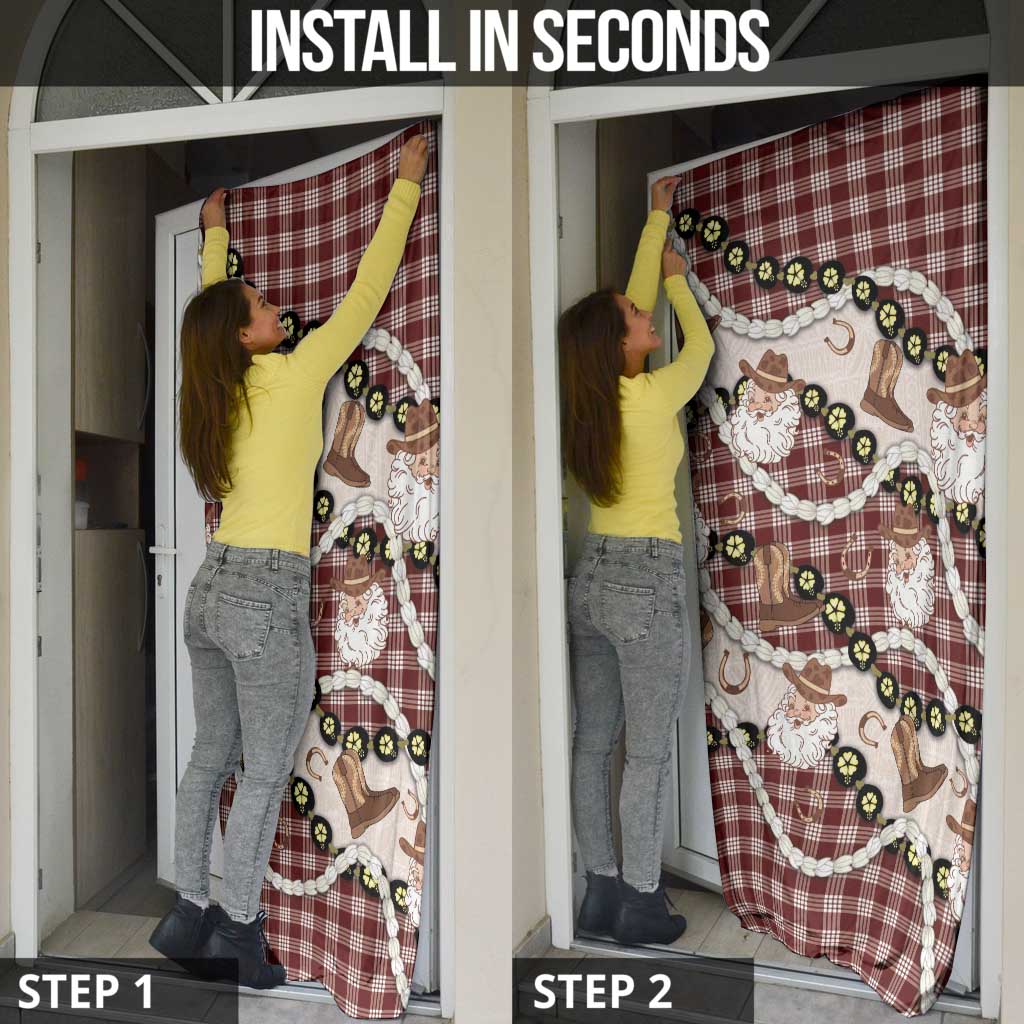 Cowboy Hawaii Mele Kalikimaka Door Cover Paniolo Kukui Nut Pikake Lei Burgundy Version - Polynesian Pride