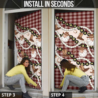 Cowboy Hawaii Mele Kalikimaka Door Cover Paniolo Kukui Nut Pikake Lei Burgundy Version - Polynesian Pride