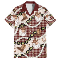 Cowboy Hawaii Mele Kalikimaka Family Matching Puletasi and Hawaiian Shirt Paniolo Kukui Nut Pikake Lei Burgundy Version - Polynesian Pride