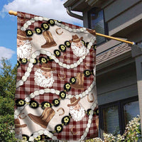 Cowboy Hawaii Mele Kalikimaka Garden Flag Paniolo Kukui Nut Pikake Lei Burgundy Version - Polynesian Pride