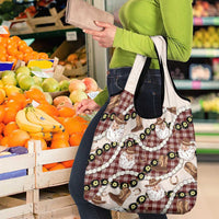 Cowboy Hawaii Mele Kalikimaka Grocery Bag Paniolo Kukui Nut Pikake Lei Burgundy Version - Polynesian Pride