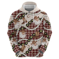 Cowboy Hawaii Mele Kalikimaka Hoodie Paniolo Kukui Nut Pikake Lei Burgundy Version - Polynesian Pride