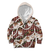 Cowboy Hawaii Mele Kalikimaka Kid Hoodie Paniolo Kukui Nut Pikake Lei Burgundy Version - Polynesian Pride