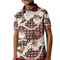 Cowboy Hawaii Mele Kalikimaka Kid Polo Shirt Paniolo Kukui Nut Pikake Lei Burgundy Version - Polynesian Pride