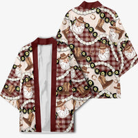 Cowboy Hawaii Mele Kalikimaka Kimono Paniolo Kukui Nut Pikake Lei Burgundy Version - Polynesian Pride