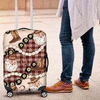 Cowboy Hawaii Mele Kalikimaka Luggage Cover Paniolo Kukui Nut Pikake Lei Burgundy Version - Polynesian Pride