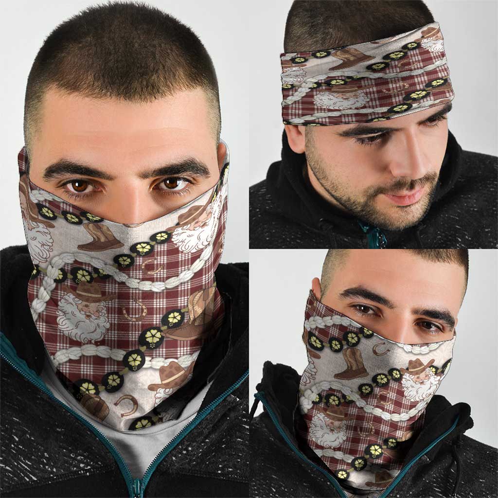 Cowboy Hawaii Mele Kalikimaka Neck Gaiter Paniolo Kukui Nut Pikake Lei Burgundy Version - Polynesian Pride