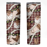 Cowboy Hawaii Mele Kalikimaka Skinny Tumbler Paniolo Kukui Nut Pikake Lei Burgundy Version - Polynesian Pride