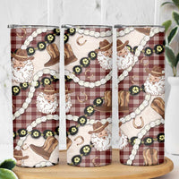 Cowboy Hawaii Mele Kalikimaka Skinny Tumbler Paniolo Kukui Nut Pikake Lei Burgundy Version - Polynesian Pride