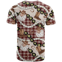 Cowboy Hawaii Mele Kalikimaka T Shirt Paniolo Kukui Nut Pikake Lei Burgundy Version - Polynesian Pride